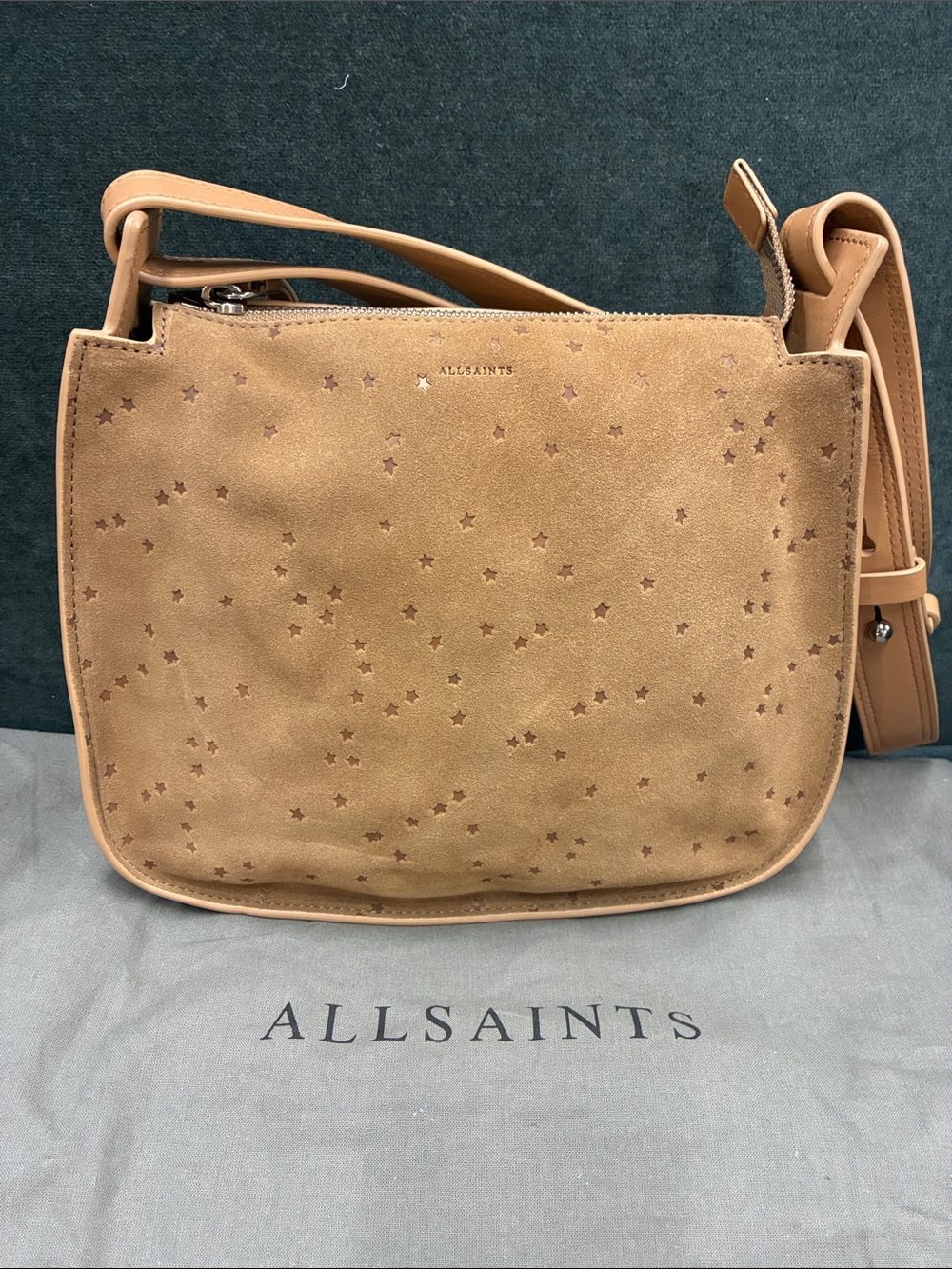 All Saints Echo Star Suede bag